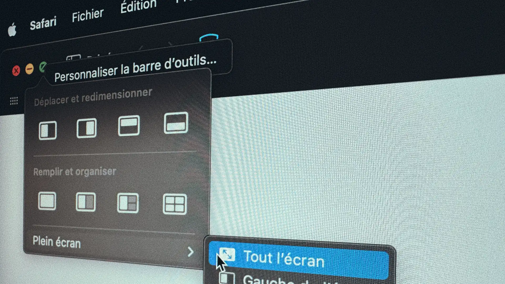 raccourci clavier pour activer le mode plein écran sur mac